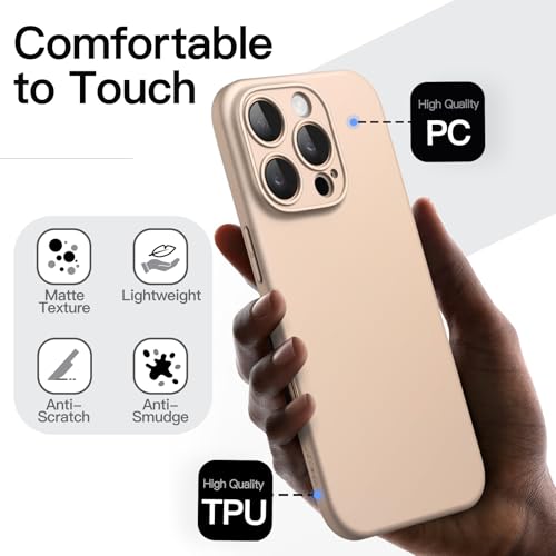 Image of JETech Slim Case for iPhone 16 Pro Max, Desert Titanium | Camera Lens Protection, Ultra-Thin Matte Finish, Lightweight Minimalist Cover