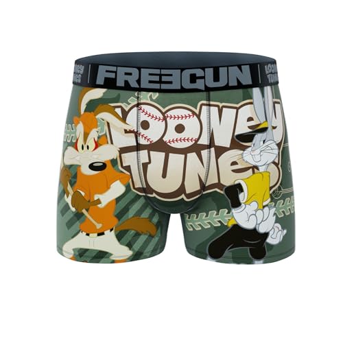 FREEGUN Calzoncillos Hombre Looney Tunes Béisbol | Bóxer de Licra Antirozaduras, Cómodos y Transpirables | Tela Suave y Ajuste Ropa Interior Antirozaduras de Alta Comodidad | Talla S