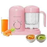 Robot Cuiseur Mixeur Bébé avec Panier Vapeur, Facile à Nettoyer, Cuiseur Vapeur Mixeur Multifonctions Automatique pour Purées Maison Sain, Sans BPA, Pour Enfants 4 Mois (Rose)