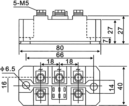 3 Phasen Diodenbrücke Gleichrichter, Dreiphasen Gleichrichterbrücke, 150A MDS150A 1600V Gleichrichterbrücke Brückengleichrichter Dreiphasen Gleichrichterbrücke mit 5 Anschlüssen
