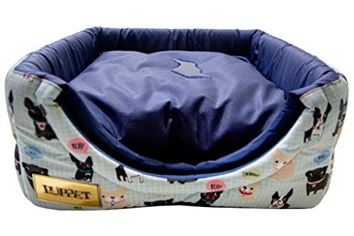 Toca e Cama Impermeável Luppet 2 em 1 com Almofada para Cachorro ou Gato de até 5Kg Azul Cachorro/Ro