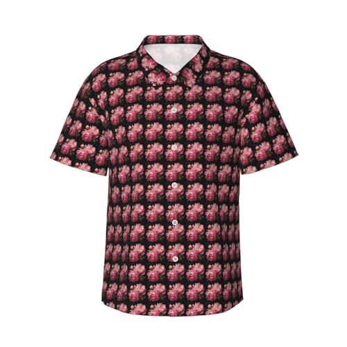Chemise hawaïenne homme anti-plis imprimé pivoine pour rester frais et élégant à la plage
