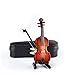 Dselvgvu Wooden Miniature Violin with Stand, Bow and Case Mini Musical Instrument Violin Replica Collectible Figurines Dollhouse Accessories Model Home Decoration Display Ornament (3.94