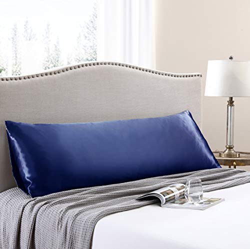 Love's cabin Body Pillow Cover, 20x54 inches Navy Blue Soft Satin Body Pillow