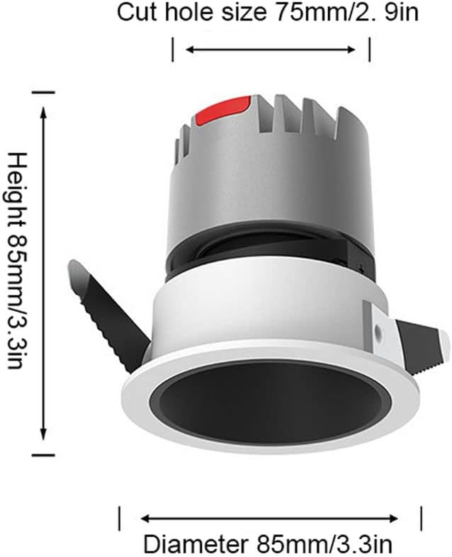 7W, 3.3 Inch LED Can Light 12 Pcs Anti-Glare Narrow Bezel Baffle Trim LED Recessed Lighting Kit,Living Room ng Retrofit LED Recessed Downlight(