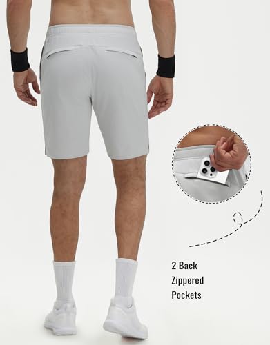 M MAELREG Mens Shorts Athletic with 4 Zipper Pockets Lightweight Breathable Sports Shorts for Daily Wear Khaki Grey — view 4