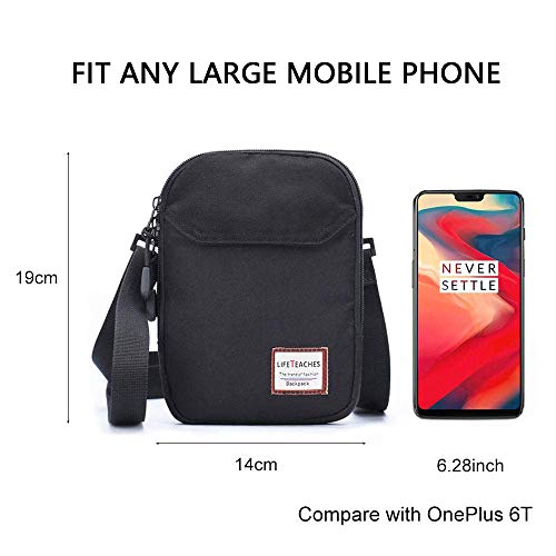 Mini Crossbody Bag Small Shoulder Bag For Men Travel Wallet Passport Holder Phone Purse Unisex, Mini Messenger Satchel Bag For Women Fanny Pack Neck Pouch Bag With Headphone Jack - Black #TOP7