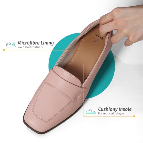 Image of YOHO Bliss Heel 001 Slip-on Loafers for Women | Comfortable & Stylish Block Heeled | Fashion Moccasins with Footpharma Footbed | Perfect for Casual, Formal Shoe