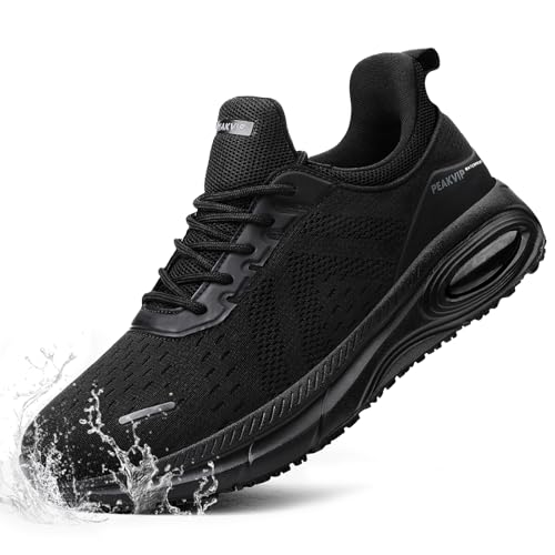PEAKVIP Wide Non Slip Work Shoes Arch Support Cushioned