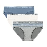 Lucky Brand Women's Microfiber Bikini Panties Multi-Pack, (3-Pack) China Blue/Bone/Jacquard Chevron, Medium