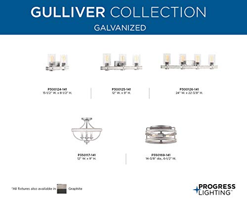 Progress Lighting Gulliver Collection 2-Light Whitewashed Farmhouse Flush Mount Ceiling Light, Galvanized, 6.50x14.37x14.37 by Progress Lighting - Image 8
