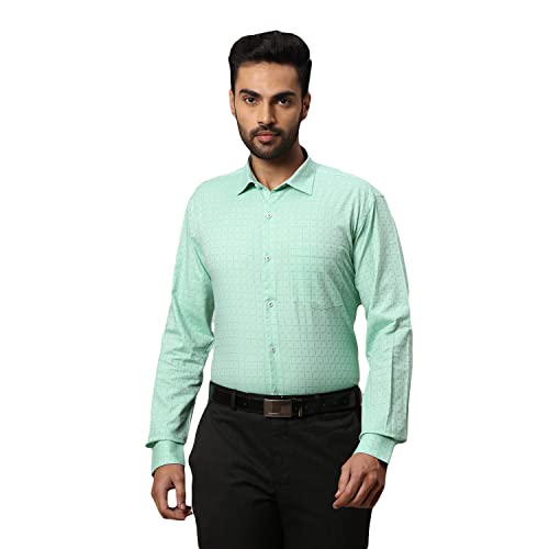Image of Park Avenue Men's Full Sleeve Slim Fit Medium Green Formal Shirt