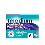 Imodium Dual Action, Diarrhoea Relief (6 Tablets), Helps Restore Gut to Natural Rhythm, with Loperamide Hydrochloride & Simeticone, Diarrhoea Tablets for Cramping, Bloating and Wind