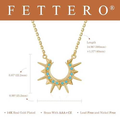 Fettero Dainty Necklaces for Women - 14K Gold Plated Delicate Moon Crescent Pendant Necklace Charm Gold Necklace Jewelry for Women