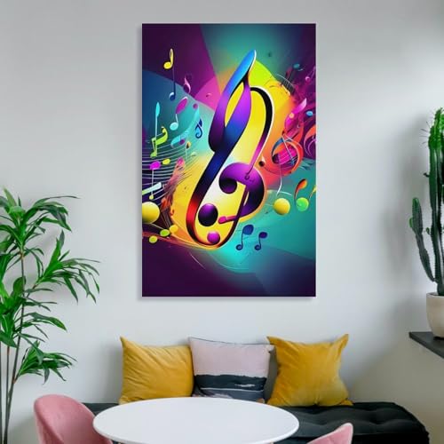 Tableau moderne et impression sur toile notes de musique multicolore - 6