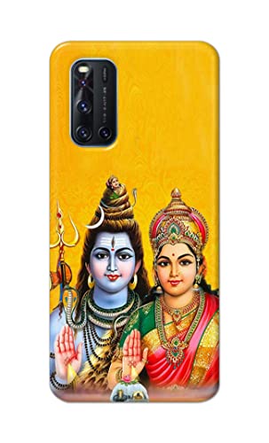 Image of PRINTFIDAA Lord Shiva Parvati Yellow Background Printed Designer Hard Back Case Cover for Vivo V19 -(TY) MVN1008