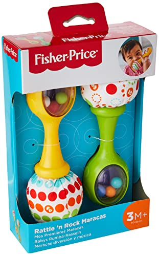 Fisher-Price Maracas musicales, juguete y sonajero para bebé +3 meses (Mattel BLT33)