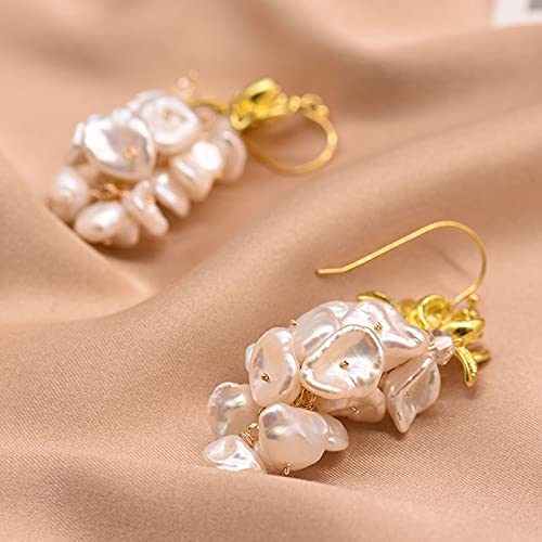 SALAN Pendientes De Borla De Lujo De Pera Barroca Natural para Mujer, Novia, Boda, Flor De Loto, Pendientes De Gota, Joyería Fina