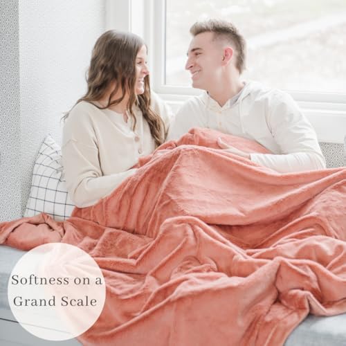 Image of SARANONI Oversized Luxury Blanket | Breathable Super Soft, Lush, Plush Comfy Blankets for Adults | Clay - X-Large 60 inch x 80 inch