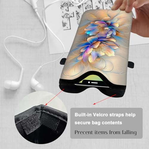 Image of Neoprene Cell Phone Sleeve Pouch Case Bag with Crossbody Strap Neck Lanyard for Women 7.1 X 3.9 in BF Flowers