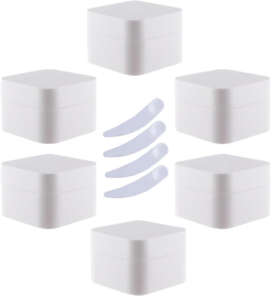 FLYIODFCXV cosmetic jar, Pack of 6,Square Blue Plastic Cream Jars Cosmetic Pots with Inner Liner Containers for Lip Balm, Lotion(White,30ml)