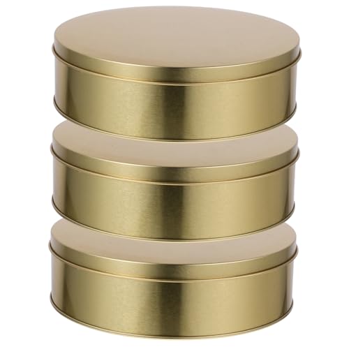 La Mejor Selección de Botes para galletas comprados en linea. 47 INOOMP Lata Redonda Para Galletas 6.5 Pulgadas De Hojalata Con Tapa Transparente Dorada, 3 Piezas, Recipiente Para Dulces Navideños, Almacenamiento Seguro Para Fiestas y Regalos