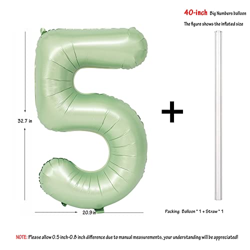 Image of 40 In Olive Green Number Balloons 5 Giant Helium Foil Mylar Green Balloon