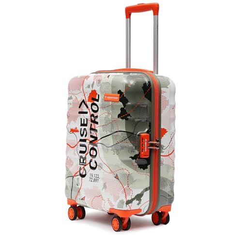 Image of uppercase Geo (Small) 56Cms, Hardsided Cabin Trolley Bag for Travel Printed Eco Polycarbonate Luggage, Combination Lock 8 Wheel Spinner Suitcase for Unisex, 2000 Days Warranty, Green