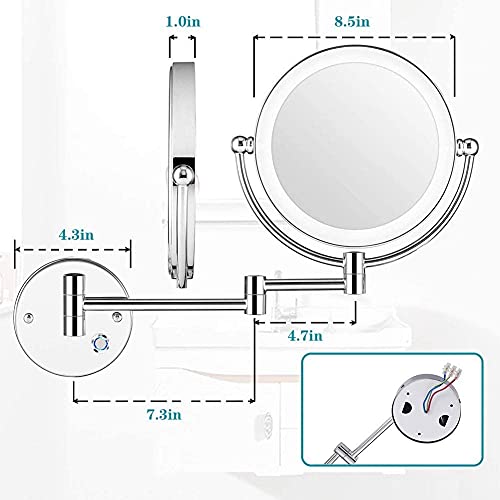 Miroir de maquillage mural extensible pour corriger les défauts d'éclairage et de précision - 7