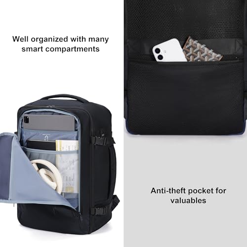 Image of ECOHUB Extra Large Travel Backpack Carry on Backpack for Airplanes Black
