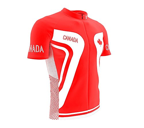 ScudoPro Canada Full Zipper Bike Short Sleeve Cycling Jersey for Men - Size S Multicolored