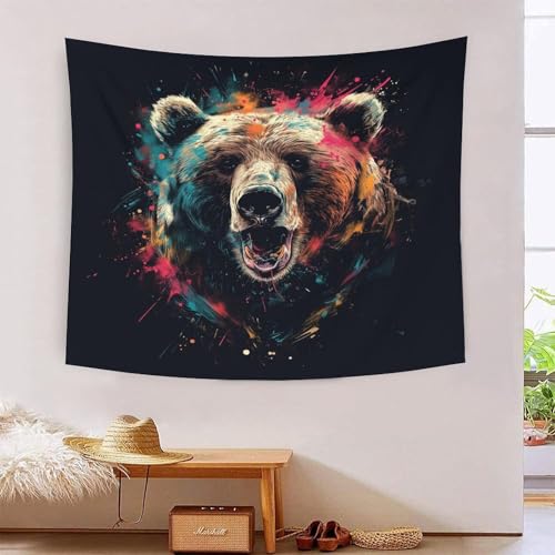 Tapisserie ours 3D grand format pour habiller un mur vide