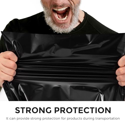 Image of Metronic 1000PC Poly Mailers 14.5x19, Sturdy Shipping Bags for Small Business, Waterproof Mailers Poly Bags, Strong Adhesive Shipping Envelopes for Clothing, Efficient Mailing Envelopes in Black
