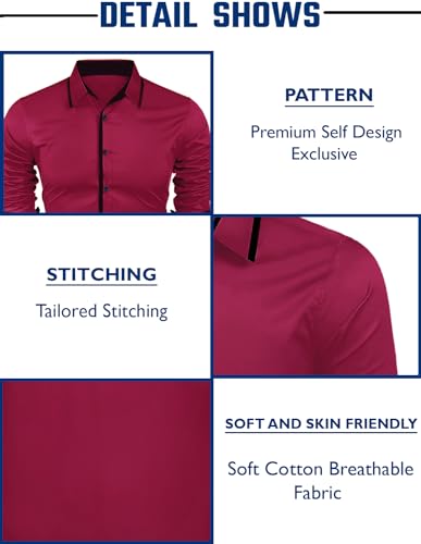 Image of Zombom Combo of Men's Cotton Blend Solid Regular Fit Casual Full Sleeves Shirts (Pack of 3)