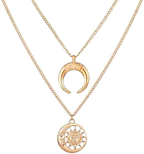 Preisvergleich Produktbild CKAWM Halskette Schmuck Frau Anhänger Frauen Schmetterling Muschel Perle Mondkette Lange Halskette Geschichtete Halskette