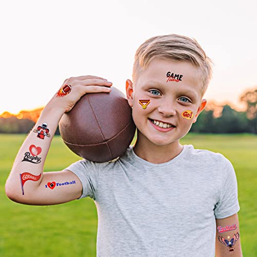 Howaf 100+Pcs American Football Temporary Tattoos, Super Bowl Fake Tattoos For Kids Adults, Rugby Face Tattoos Stickers For Sports Football Fans Favors, Waterproof Body Tattoos For Football Event Party Supplies #TOP5