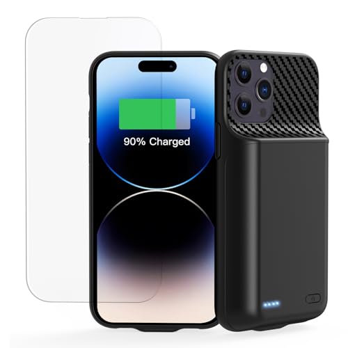 13800mAh Battery Case for iPhone 14 Pro Max/13 Pro Max/12Pro Max/14 Plus (6.7 inch) [2026 Upgraded] High Capacity Extended Charging Case Charger Battery Pack with Tempered Glass Screen Protector