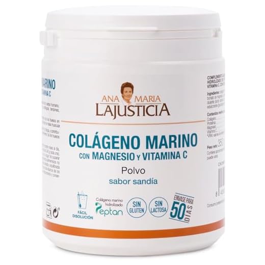 Ana Maria Lajusticia - Colágeno marino con magnesio y VIT C 350 g (sabor sandía) - Articulaciones fuertes y piel tersa. Regenerador de tejidos con colágeno hidrolizado Peptan. Envase para 50 días