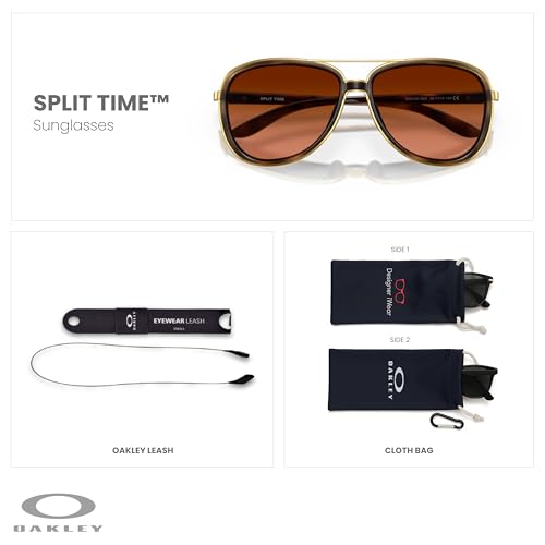 OAKLEY Split Time OO4129 Pilot Sunglasses For Men For WoMen+ Bundle Accessory Leash Kit, Microfiber Pouch2