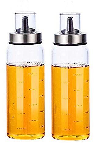 オイルボトル 調味料入れ 醤油ボトル 酢ボトル 油さし オイル差し ガラス素材 防塵 業務用 家庭キッチン 飲食店 300ml*2点セット
