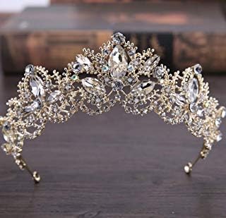 Leiothrix Rhinestone Crowns and Tiaras Baroque Wedding Crown Bridal Hair Jewelry Headpieces Crown for Prom Queen