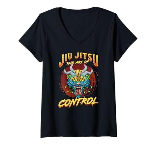 Mujer BJJ The Art Of Control - Grappling Jiu Jitsu Tiger Demon Camiseta Cuello V