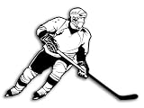 Ice Hockey Player Shaped Sticker (Play Stick Puck Vinyl Decal (3 x 4 inch)
