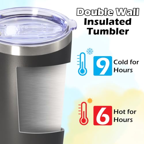 Image of 20oz Tumbler Insulated Tumblers Vacuum Coffee Mug with Lid Grey 6Pack