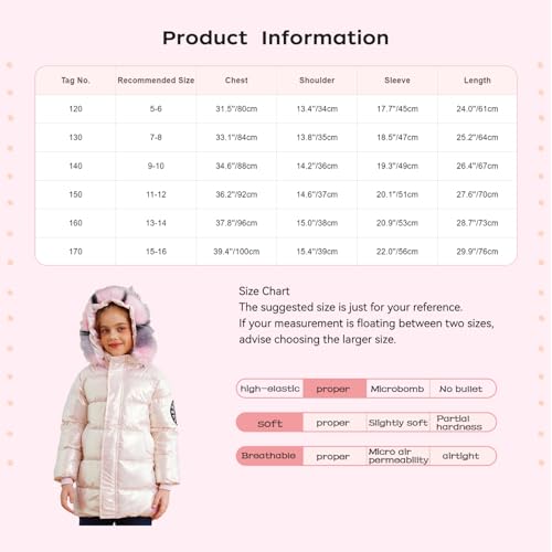 Chaqueta de invierno para niña con capucha desmontable y abrigo acolchado grueso 7