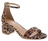 Darcie-1 Ankle Strap Dressy High Heel Sandal, Non-slip Sole, For Wedding, Party, Prom, Evening Wear, or Any Occasion, Sleek Style Block Heel Sandals, Leopard, 8