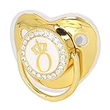 Fdit Chupete de con Cadena, Chupete para bebé Decorado con Diamantes de Imitación para Bebés de 6 a 18 Meses, Comodidad y Estilo (Letra O)