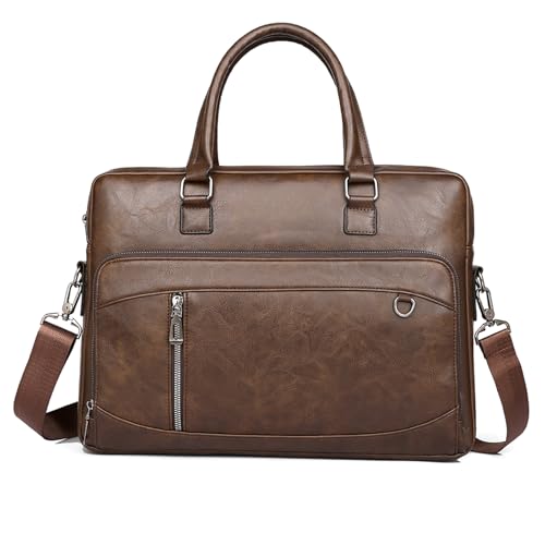 Bolsa marrón de cuero PU para laptop para hombres