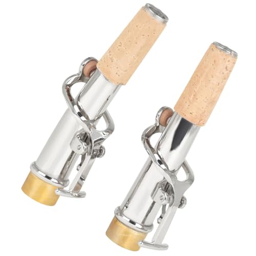 Bec de saxophone soprano en métal argenté droit et courbé STOBAZA