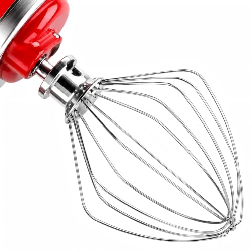 OMOVAN Wire Whip Attachment for 4.5-5 Qt Tilt-Head Stand Mixer, Stainless Steel 6-Wire Whisk Mixer Attachment, Replacement Part Compatible with KitchenAid